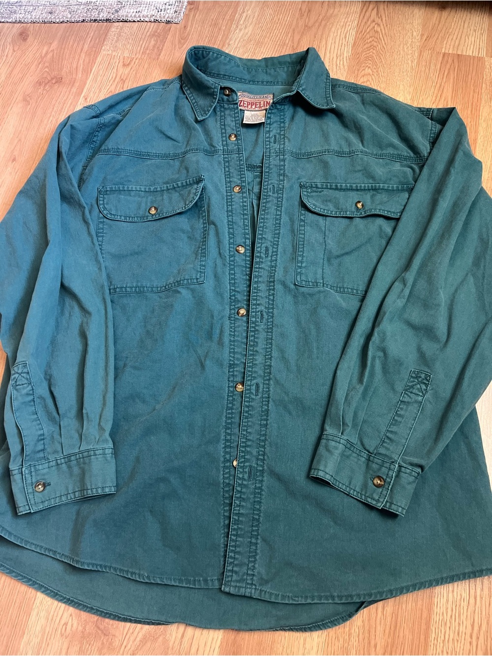Vintage Teal Button Up 100% Cotton